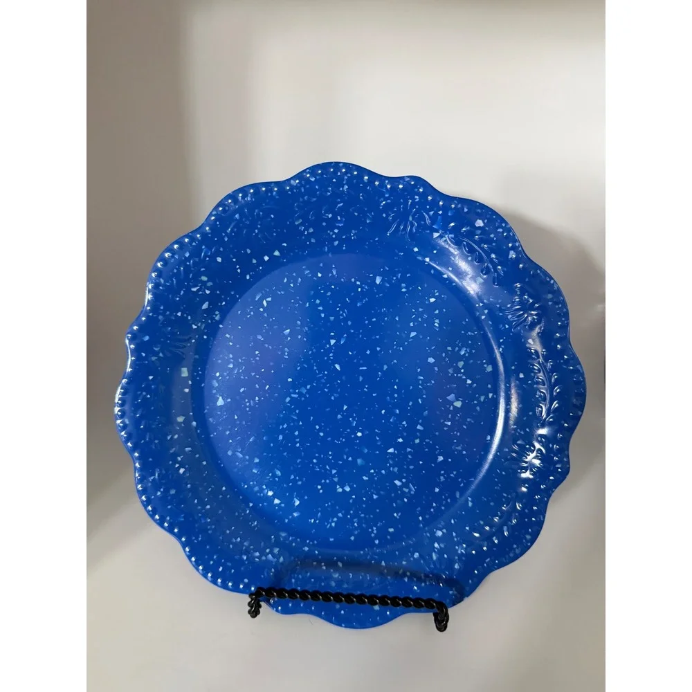 Pioneer Woman Juliette Cobalt Blue Melamine Salad Plates Set of 4 Speckled 8.7in